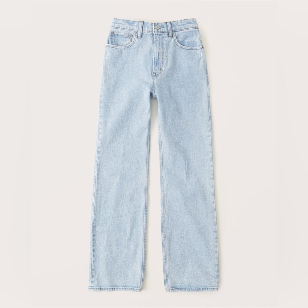 Abercrombie and Fitch High Rise 90s Relaxed Jean- color : Light. Sizes 8S and 8R
